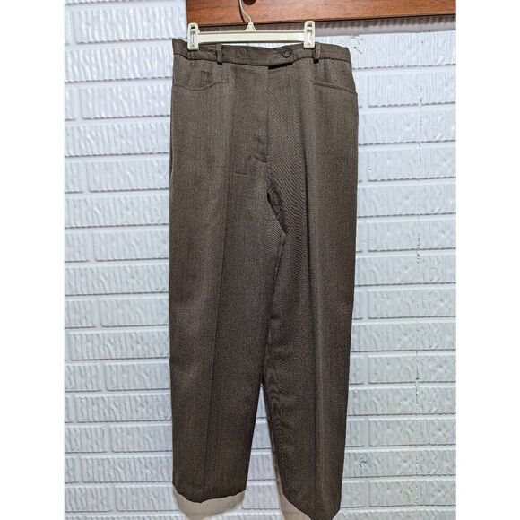 Talbots Women's Brown Solid Mid-Rise Lined Pure Wool Dress Pants Size 10 - Picture 1 of 7
